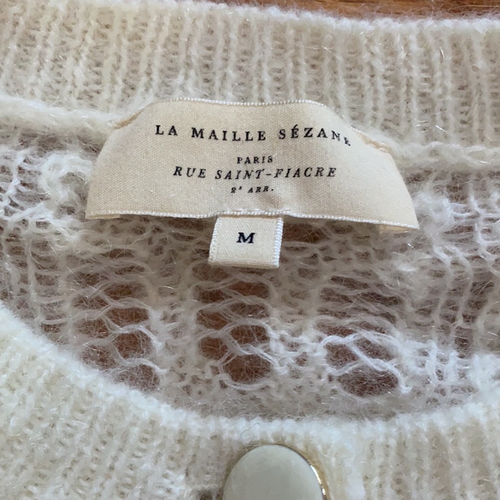 Sezane Cream Knit Openwork Cardigan - Picture 6 of 12
